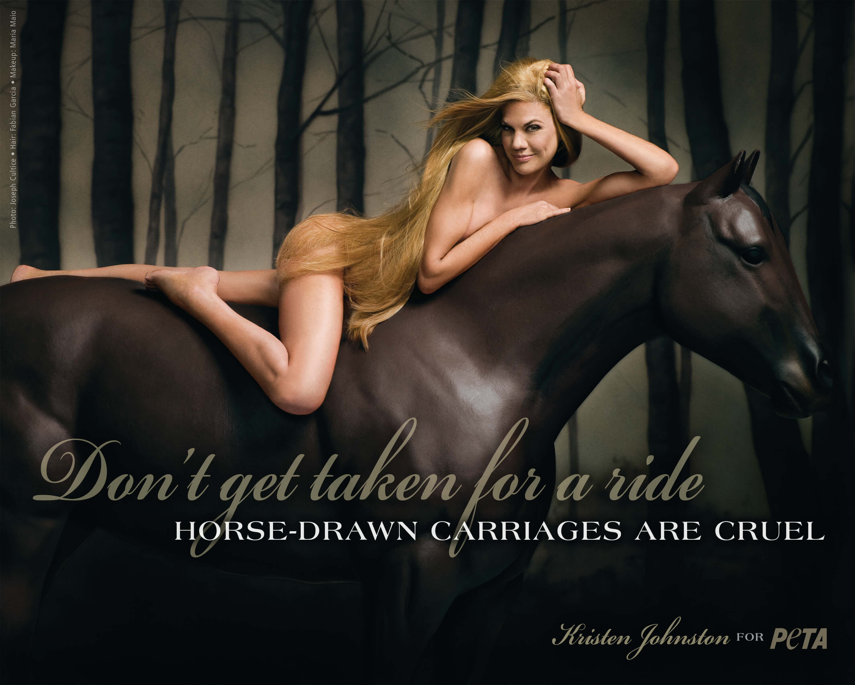 Friendly Nudes - Kristen Johnston Poses Nude in Ad Against Horse-Drawn ...