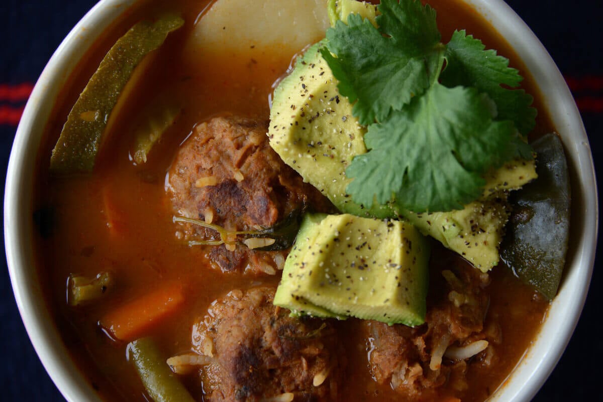 Vegan Albóndigas (Meatball) Soup