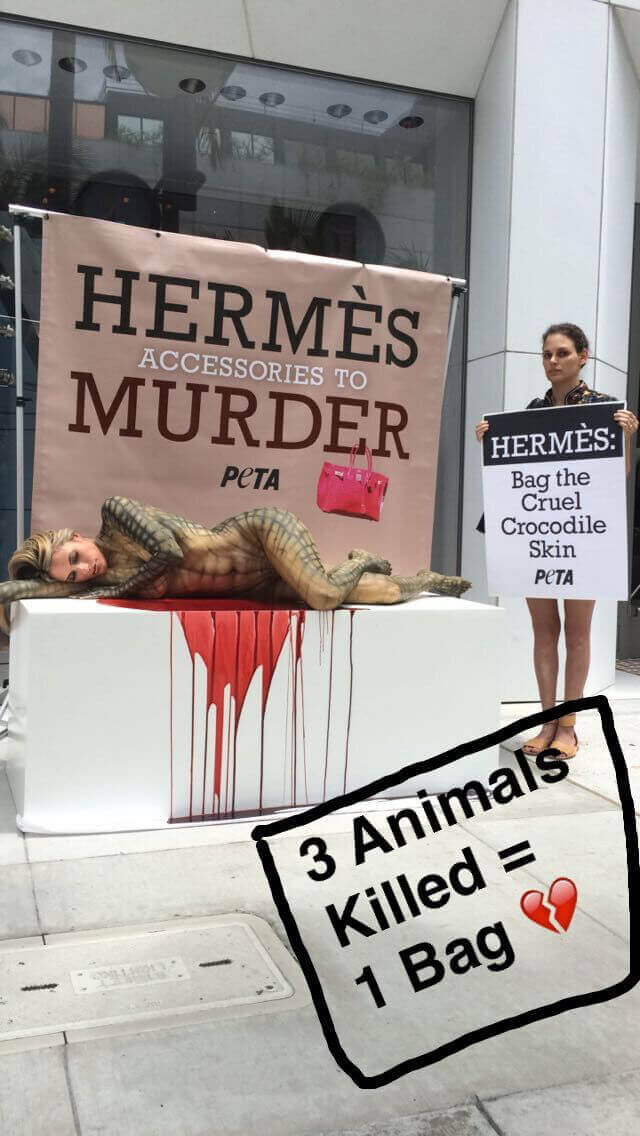 PETA protests in HK on claims of Hermes Birkin crocodile cruelty