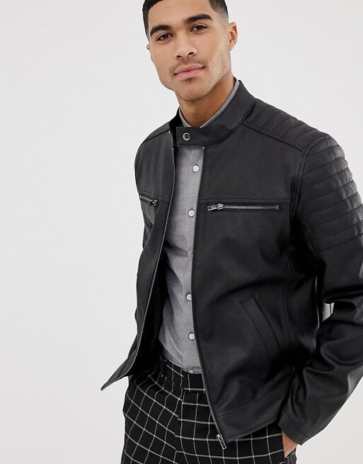 ASOS Vegan Faux Leather Jacket with Quilting