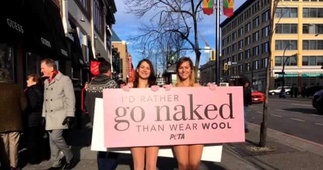 PETA anti-wool demo - "I'd Rather Go Naked..."