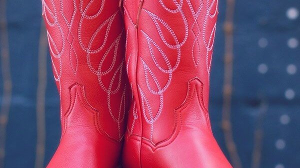 red vegan boots