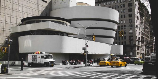 Exterior shot of NYC Guggenheim Museum