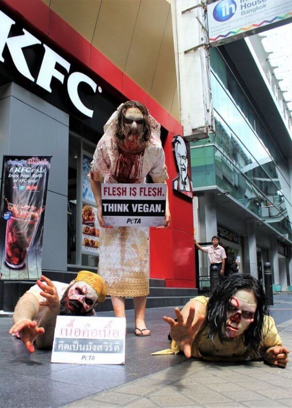 peta asia pacific zombie demo, flesh is for zombies, kfc