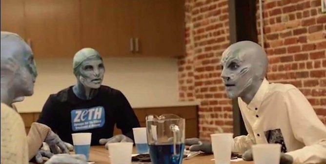 in a new peta alien video, the roles are reversed and it's humans who are the ones farmed and eaten