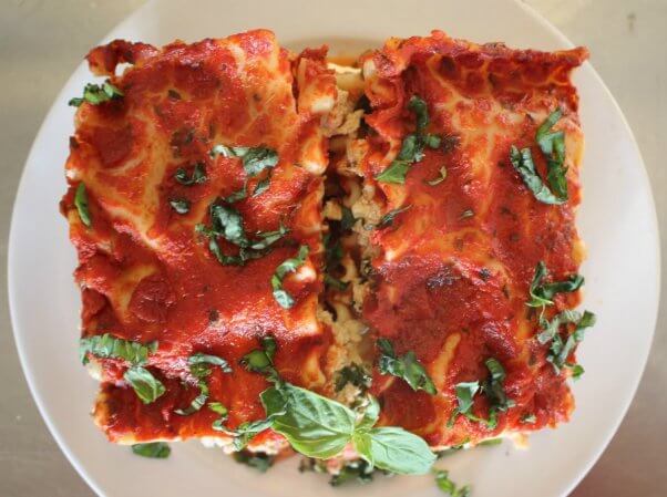 popular vegan recipes 2019 - tofu spinach lasagna