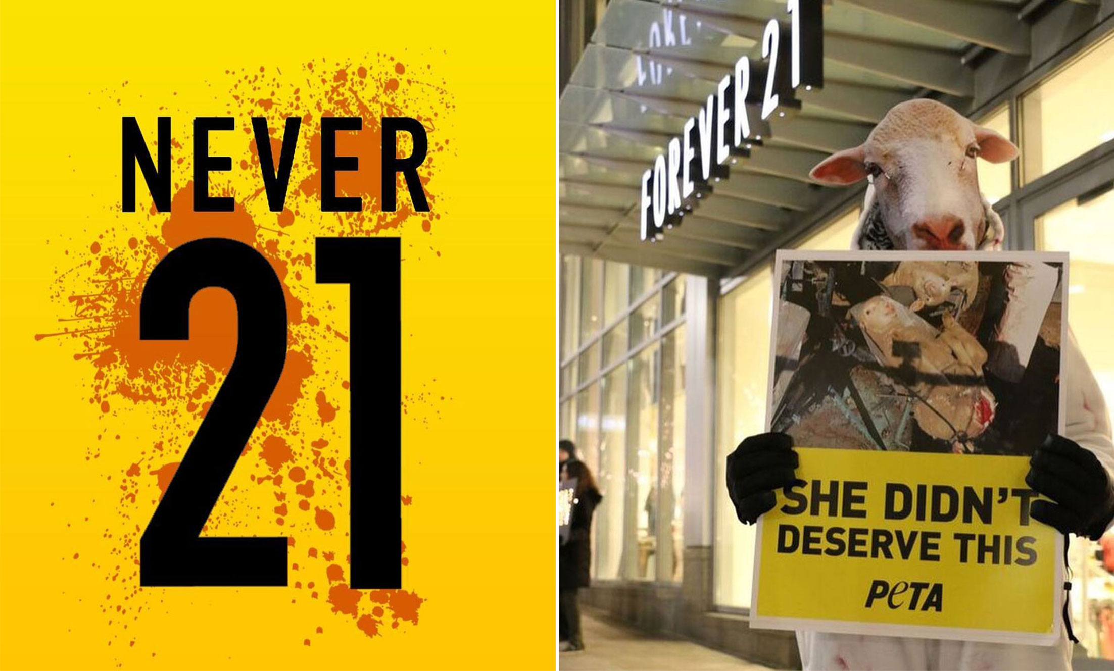 Anti-wool billboard targeting Forever 21 appears in Times Square