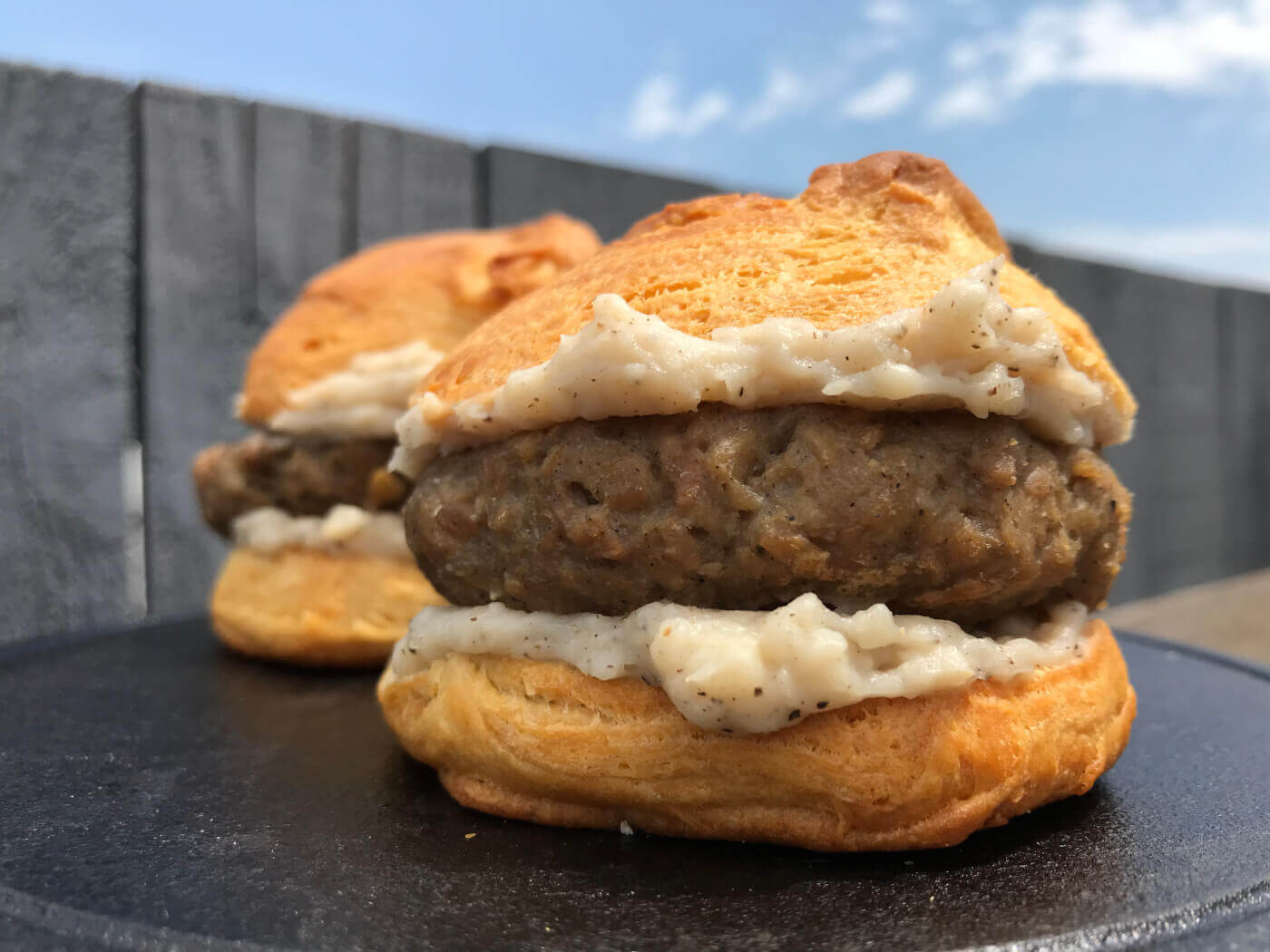 Vegan Biscuit and Gravy Sandwich