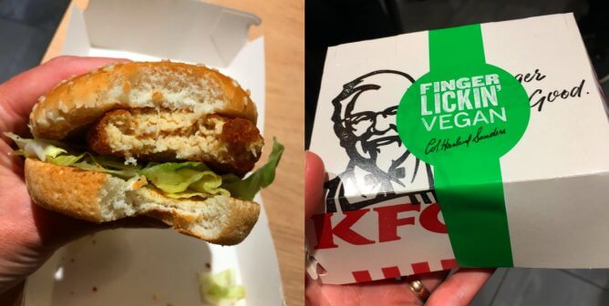 KFC Vegan chicken sandwich and box