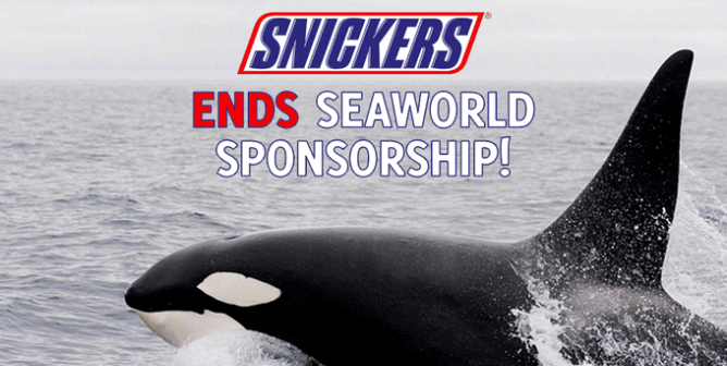 snickers ends seaworld sponsorship