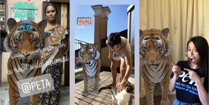 google 3D AR tiger selfie camera filter peta 2020