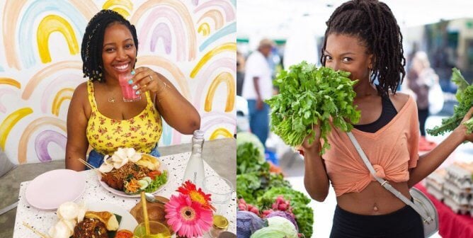 black people eating healthy food