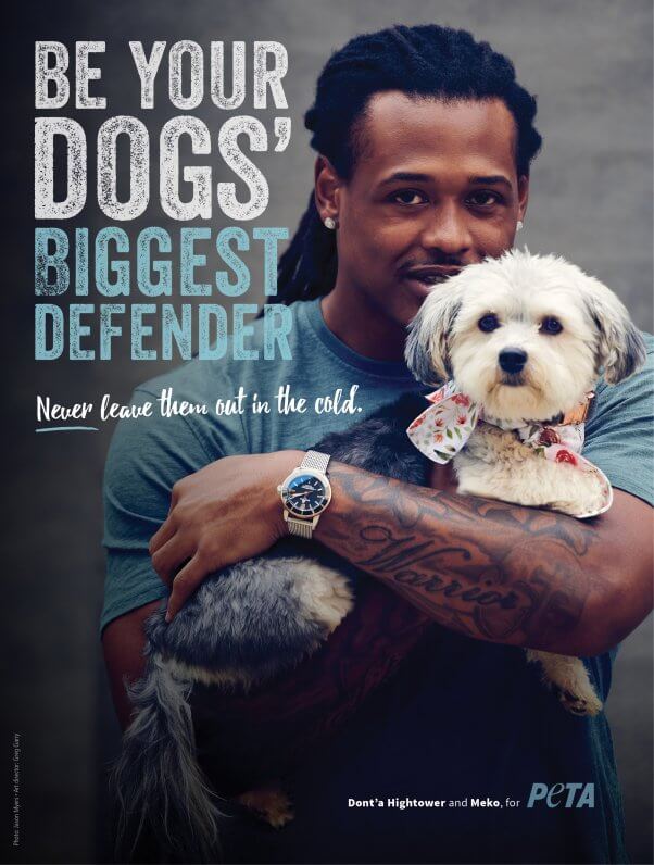 Dont'a Hightower in PETA Ad for Dogs
