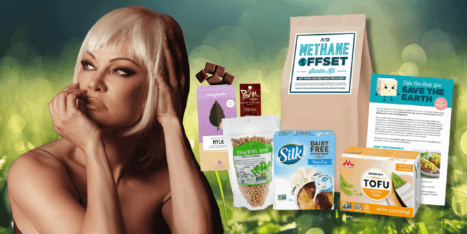 Pamela Anderson with PETA's methane offset kit