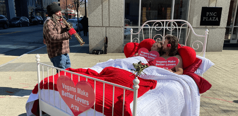 Vegan Couple Beds Down on Busy Street for Valentine’s Day