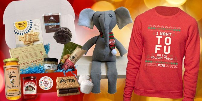 holiday gifts in the PETA shop
