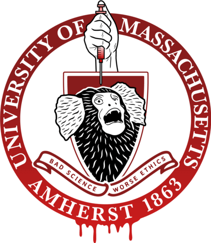 PETA's redesigned seal for UMass-Amherst features a bloody marmoset