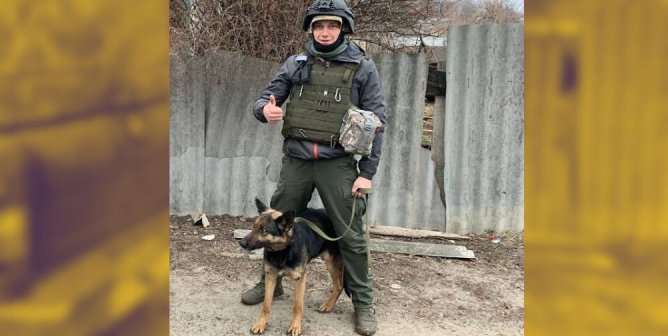 soldier with dog Ukraine