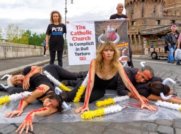 Loredana Cannata and others at a Bull Torture Protest