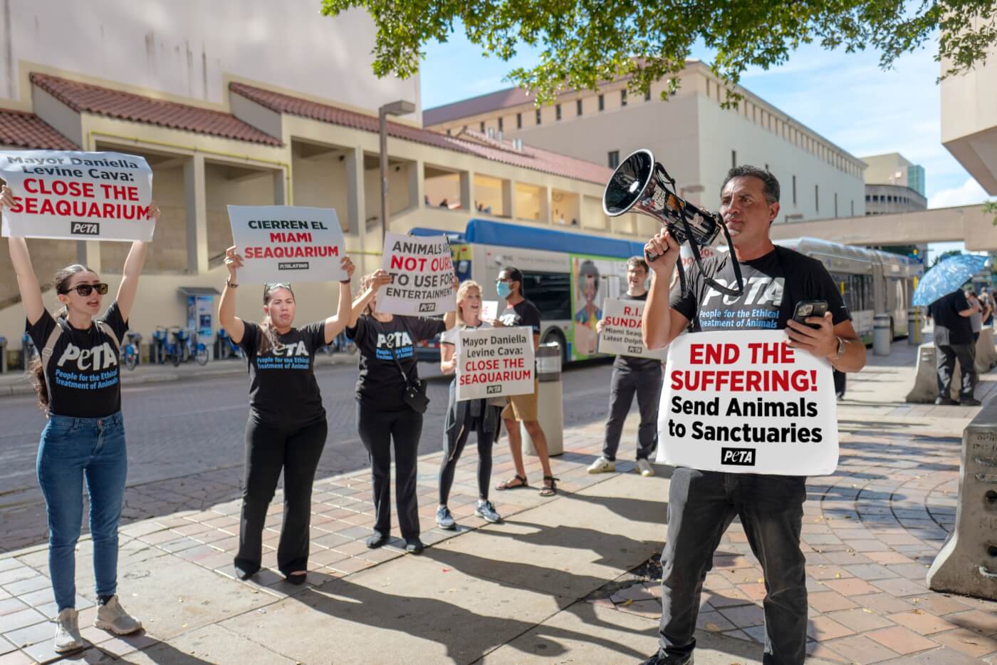 PETA supporters protesting Miami Seaquarium