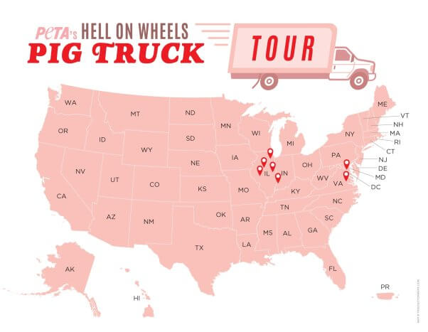 Hell on Wheels Pig Truck tour map