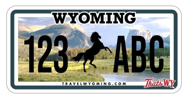 wyoming license plate with a free horse