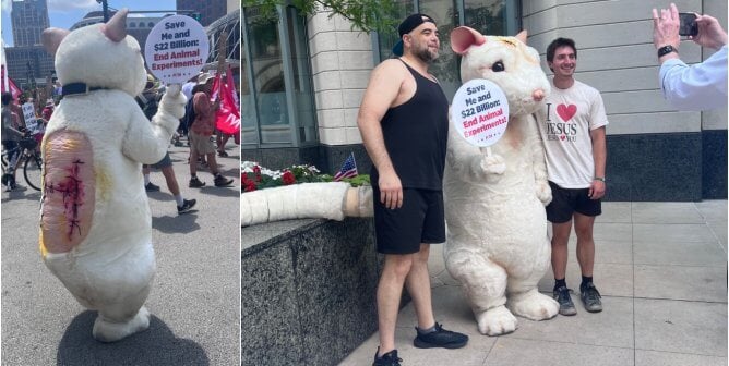 PETA mouse mascot attends the 2024 Republican National Convention in Milwaukee