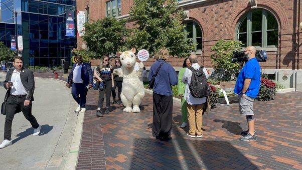 PETA outside the 2024 Democratic National Convention in Chicago