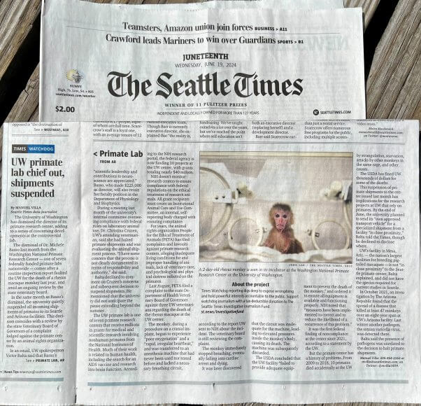 Photo of the Seattle Times article spread