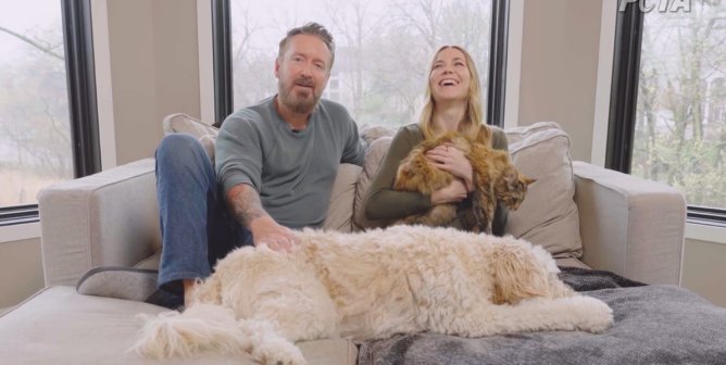 chad daniels and kelsey cook peta adoption psa