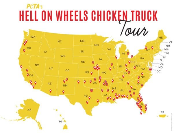 Hell on Wheels chicken truck tour map