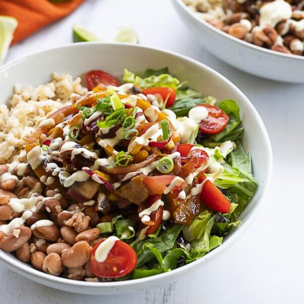 Vegan Rainbow Fajita Bowl