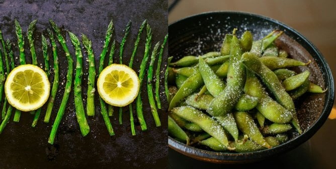 asparagus and edamame as examples of good veggies for roasting