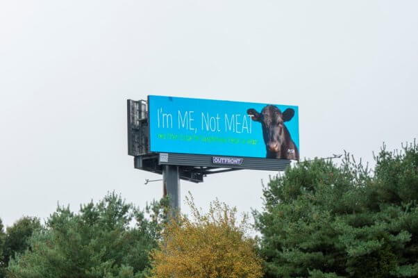 I'm Me, Not Meat memorial billboard in Raynham, Massachusetts