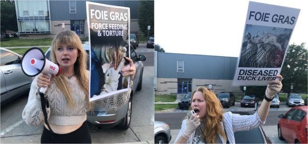 protest calls on Hai Hospitality group to stop serving foie gras at Uchi in Denver