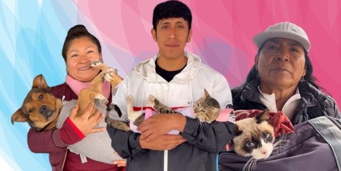 Three people who went to GCF spay/neuter event in Peru