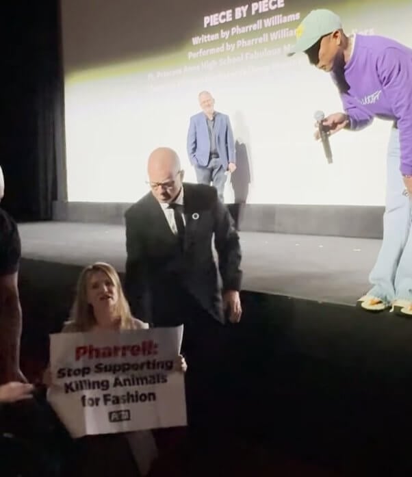 protestor at pharrell movie premiere