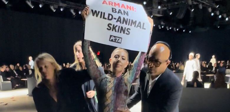 PETA Supporter Infiltrates Giorgio Armani Show Over Use of Wild-Animal Skins