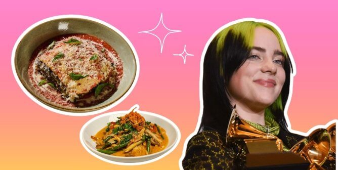 Billie Eilish and vegan dishes from restaurants she recommends