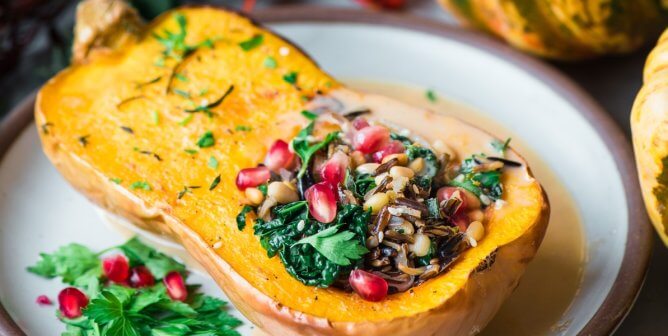 Wild rice-stuffed squash