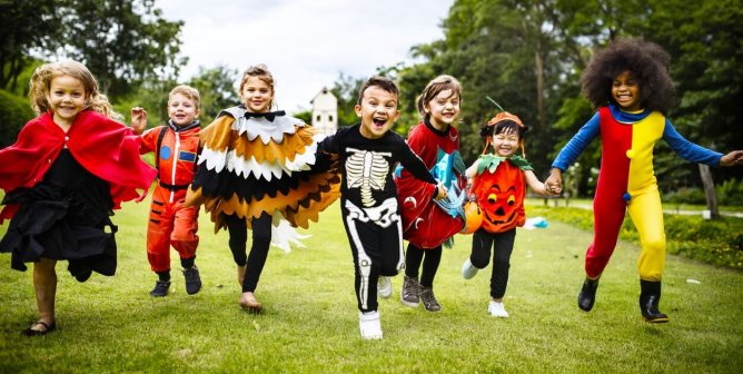 kids wearing vegan halloween costumes