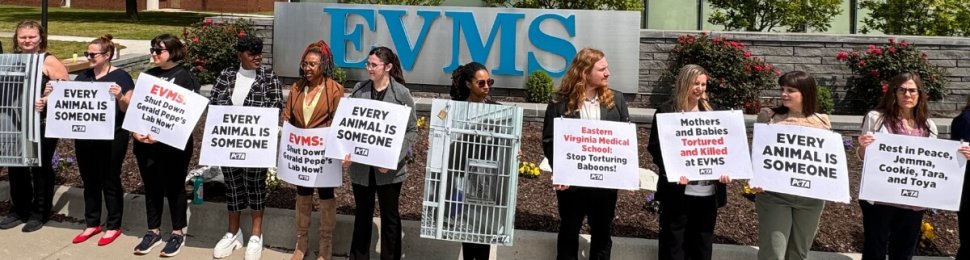 PETA supporters gather outside EVMS