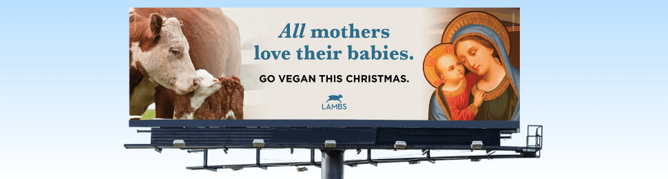 Billboard with PETA's Christmas ad