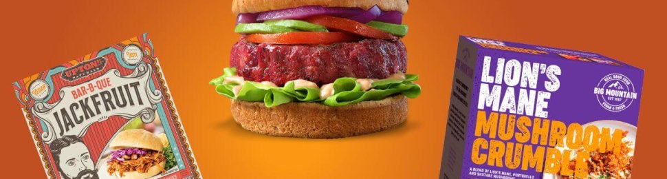 veggie-based vegan meat brands Actual Veggies, Big Mountain Foods, and Upton's Naturals