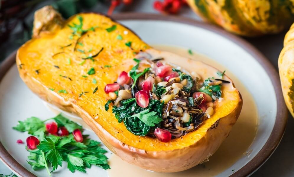 Wild rice-stuffed squash