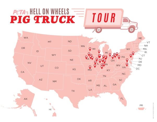 Hell on Wheels pig truck tour map