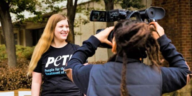 A campaigner being interviewed