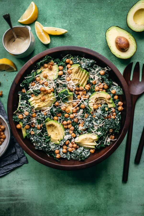 crowded kitchen vegan kale tahini caesar salad