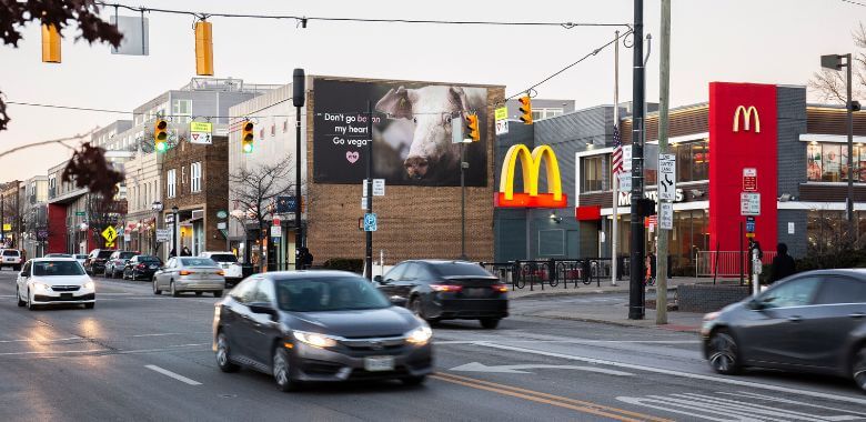 A billboard next to a McDonald's