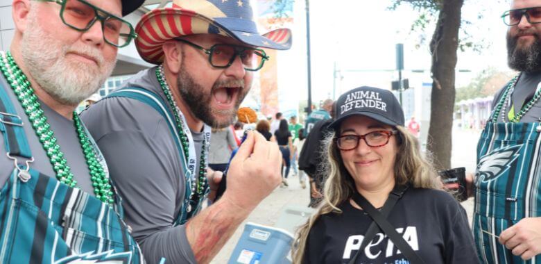 Eagles fans sampling vegan 'chicken' at the Super Bowl